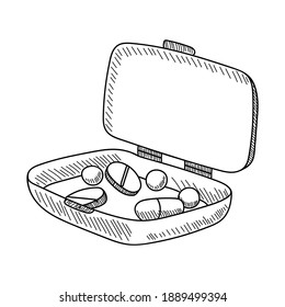 CAJA DE COMPRIMIDOS EN UN FONDO BLANCO EN EL VECTOR