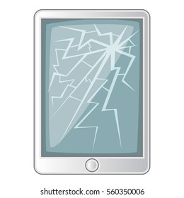 Tablet with broken screen icon. Cartoon illustration of tablet with broken screen vector icon for web design