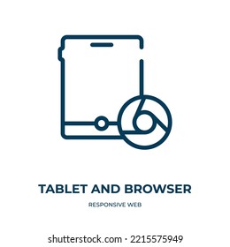 Tablet and browser icon. Linear vector illustration from responsive web collection. Outline tablet and browser icon vector. Thin line symbol for use on web and mobile apps, logo, print media.