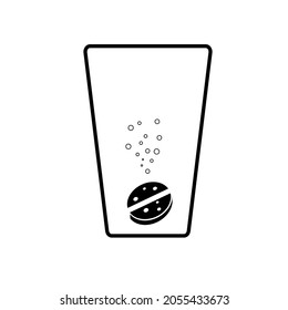 Tablet with bubbles on cup Icon Isolated on White Background. Vector