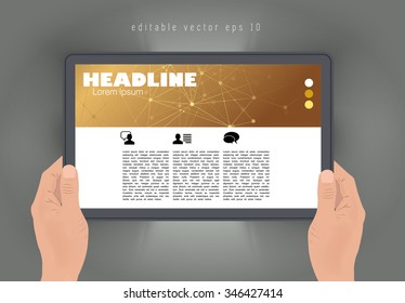 Tablet with business article. vector
