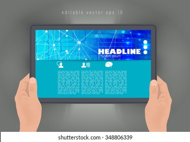 Tablet with business article. vector