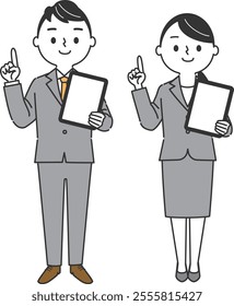 Tablet Business Person Full Body Vector