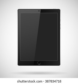 tablet with buttons, a camera on a gray background and shadow.Tablet Vector.