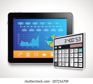 Tablet and calculator - cost calculation - Shutterstock ID 207216709