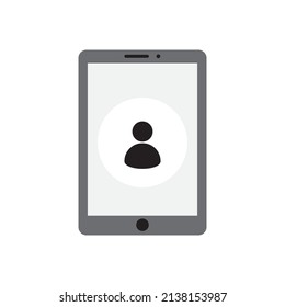 Tablet Call Symbol. Videokonferenz. Internet-Netzwerk. Wirtschaftsvektorsymbol. Vektorgrafik. Stockbild.