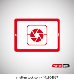 Tablet with camera icon. Vector Icon Eps.10