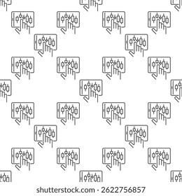 Tablet with candlestick pattern on screen vector electronic trading concept linear seamless pattern