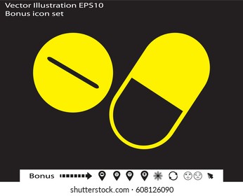 tablet, capsule, icon, vector illustration eps10