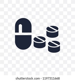 Tablet and capsule medications transparent icon. Tablet and capsule medications symbol design from Human Body Parts collection.