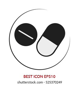 tablet, capsule, pill, vector icon, eps10