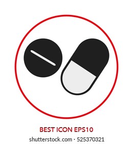 tablet, capsule, pill, vector icon, eps10