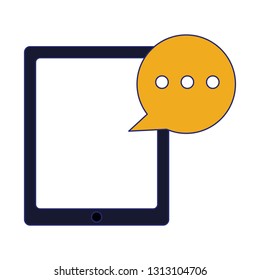 tablet with chat bubble