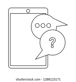 Tablet with chat bubbles black and white