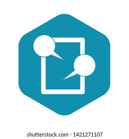 Tablet chatting icon in simple style on a white background vector illustration