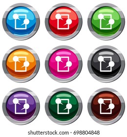 Tablet chatting set icon isolated on white. 9 icon collection vector illustration