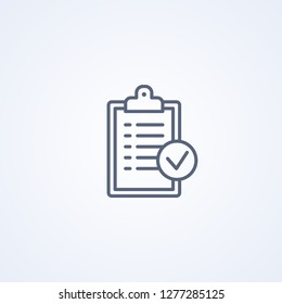 Tablet checklist, vector best gray line icon on white background, EPS 10