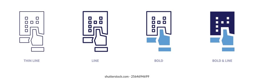 Tablet cleaner icon in 4 different styles. Thin Line, Line, Bold, and Bold Line. Duotone style. Editable stroke.