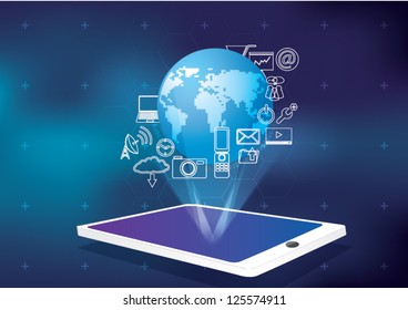 tablet Cloud Computing Concept background