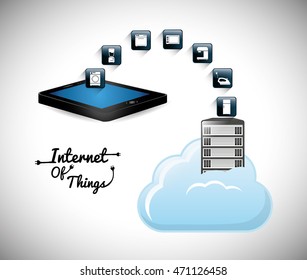 tablet cloud internet of things technology digital app appliances icon set. Flat illustration. Vector illustration