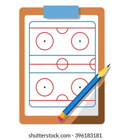 Tablet coach with tactical placement of teams, sports equipment.