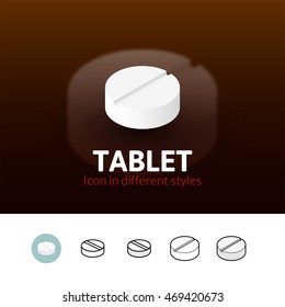 Tablet color icon, vector symbol in flat, outline and isometric style isolated on blur background