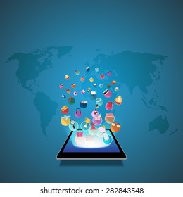 tablet colorful of application icon