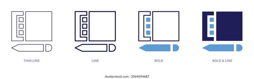 Tablet compatibility icon in 4 different styles. Thin Line, Line, Bold, and Bold Line. Duotone style. Editable stroke.