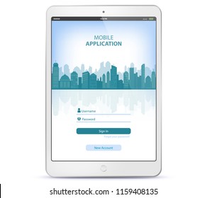 Tablet Computer With Application Login Screen
