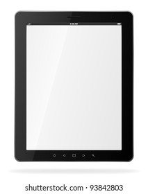 Tablet computer. Black frame vector tablet pc with white screen. . Object isolated of background. EPS 8 editable illustration