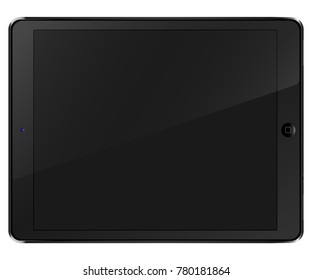 Tablet computer black front view isolated in a white background. To present your application