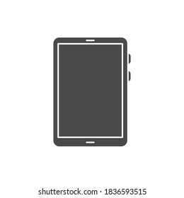 Icono de glifo negro del equipo de Tablet PC. Vista frontal. Dispositivo electrónico. Pictograma para página web, aplicación móvil, promoción.