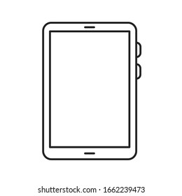 Tablet computer black line icon. Front view. Electronic device. Pictogram for web page, mobile app, promo. Editable stroke.