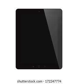 tablet computer with black screen on isolated background