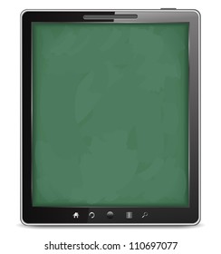 Tablet computer with blackboard background, e-learning concept, vector eps10 illustration