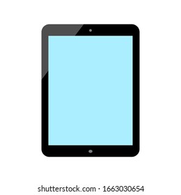 tablet computer with blank blue screen isolated on white background. vector illustration