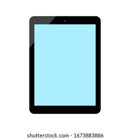 tablet computer with blank blue screen isolated on white background. vector illustration