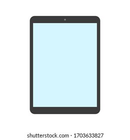 tablet computer with blank blue screen isolated on white background. vector illustration