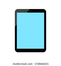 tablet computer with blank blue screen isolated on white background. vector illustration