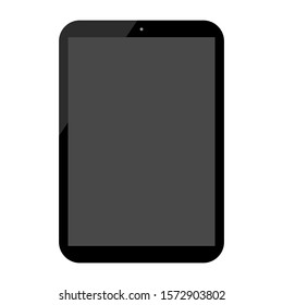 tablet computer with blank dark screen isolated on white background. vector illustration