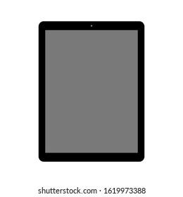 tablet computer with blank dark screen isolated on white background. vector illustration