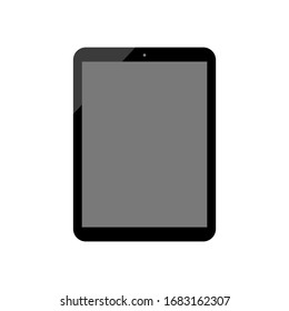 tablet computer with blank dark screen isolated on white background. vector illustration