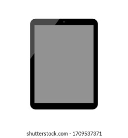 tablet computer with blank dark screen isolated on white background. vector illustration