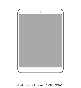 tablet computer with blank grey screen isolated on white background. vector illustration