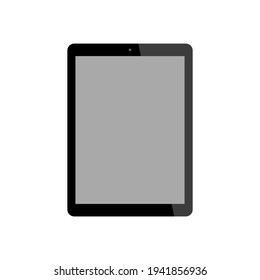 tablet computer with blank grey screen isolated on white background. vector illustration
