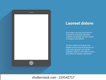 Tablet computer with blank screen. Using digital tablet pc similar to ipad, flat design concept. Eps 10 vector illustration