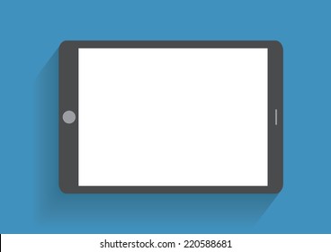Tablet Computer With Blank Screen. Using Digital Tablet Pc Similar To Ipad, Flat Design Concept. Eps 10 Vector Illustration