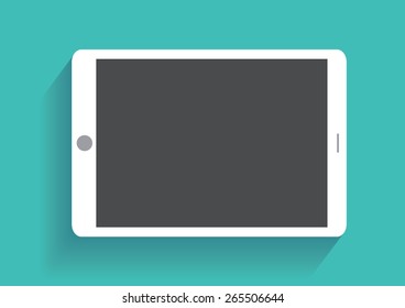 Tablet computer with blank screen. Using digital tablet pc, flat design concept. Eps 10 vector illustration