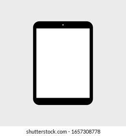 tablet computer with blank white screen isolated on grey background. vector illustration