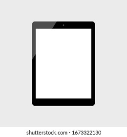 tablet computer with blank white screen isolated on grey background. vector illustration